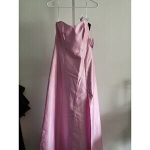 NWT Alfred Sung Powder Pink Strapless Satin A-Line Gown Dress  Size 12